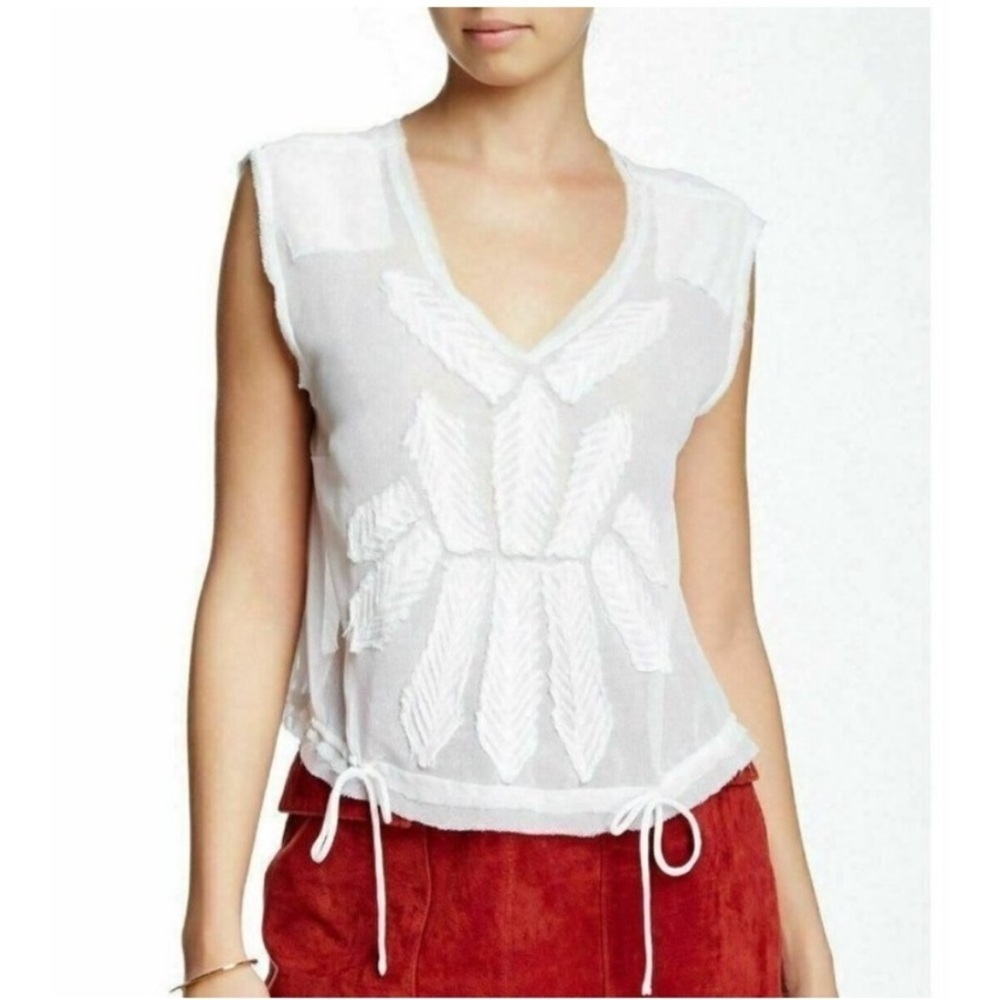 NWT | Free People Pennies Storytellers Sheer Raw Edge Top - Picture 2 of 8